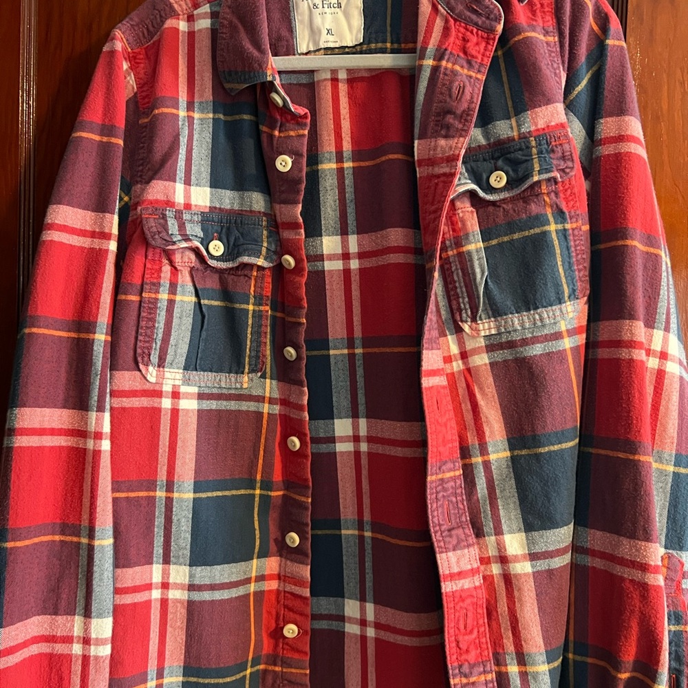 Abercrombie & Fitch Red and Blue Plaid Shirt